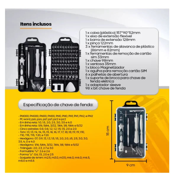 Kit ferramentas multiuso profissional 115 peças - Arveth shop